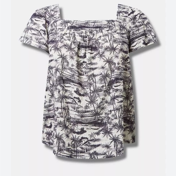 Torrid Clip Jacquard Square Neck Flutter Sleeve Jungle Toil Top Women's 4X New - Picture 1 of 10